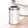 1_Gatco Round Wastebasket 11.875", Matte Pearl/Satin Nickel Lid