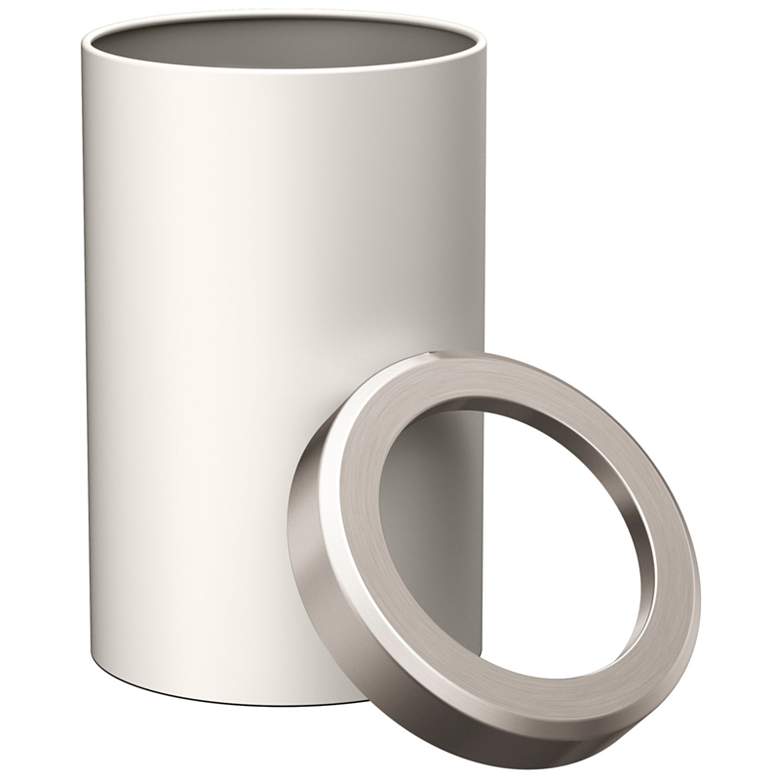 Image 3 Gatco Round Wastebasket 11.875", Matte Pearl/Satin Nickel Lid more views