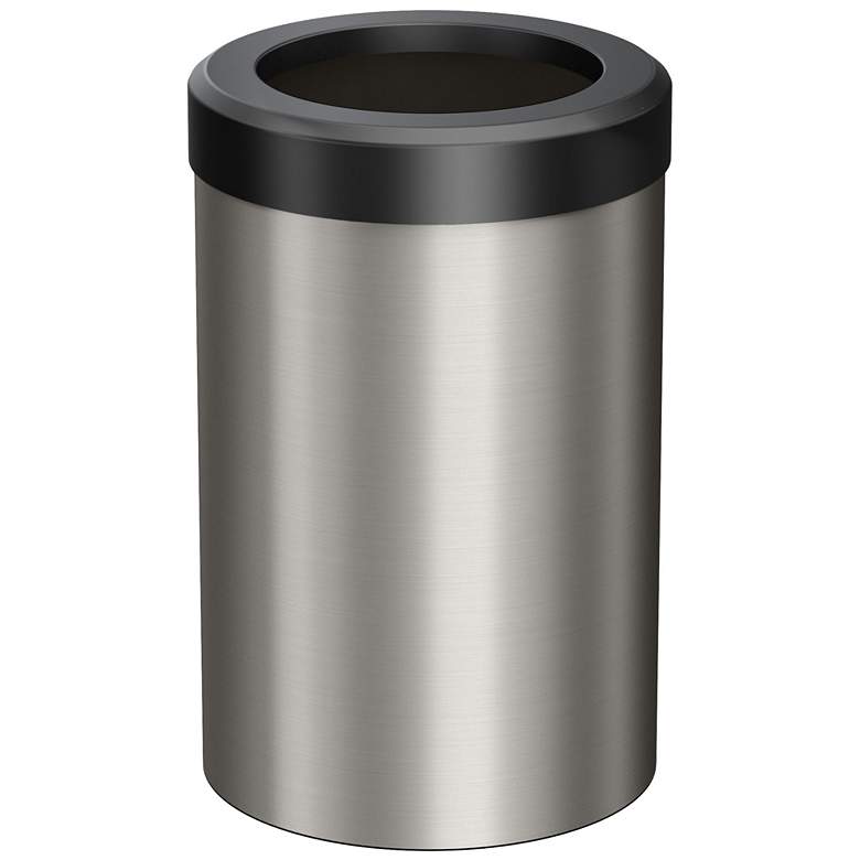 Image 2 Gatco Round Wastebasket 11.875", Satin Nickel/Matte Black Lid