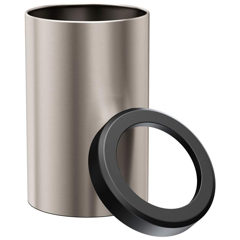 Image 3 Gatco Round Wastebasket 11.875", Satin Nickel/Matte Black Lid more views