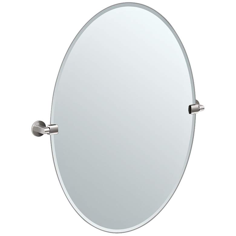 Image 1 Gatco Satin Nickel Zone 28 1/2" x 32" Oval Wall Mirror