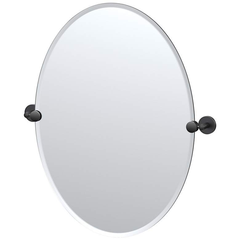 Image 1 Gatco Sky 26.5"H Frameless Oval Mirror, Matte Black