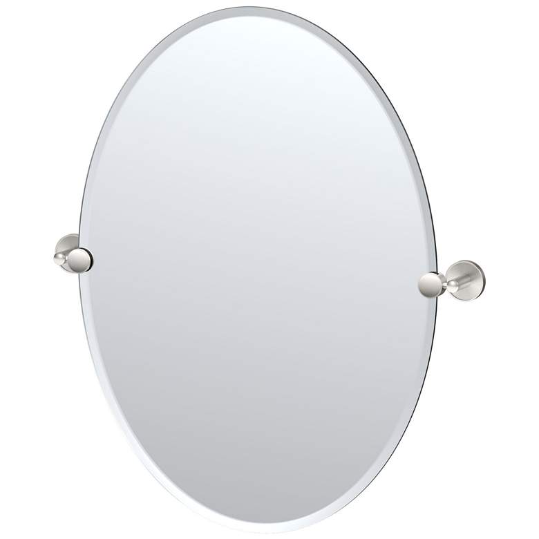 Image 1 Gatco Sky 26.5"H Frameless Oval Mirror, Satin Nickel