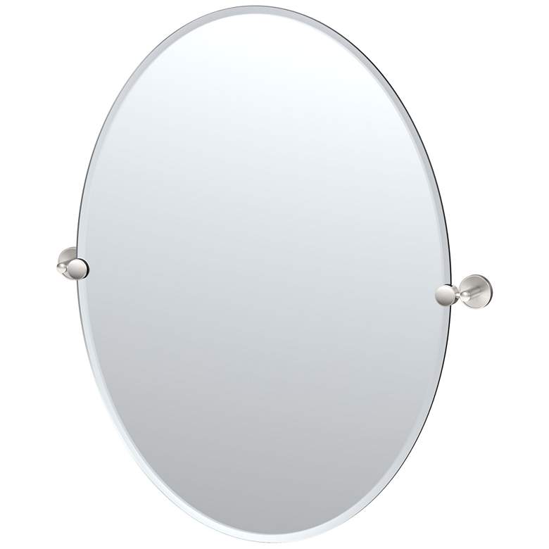 Image 1 Gatco Sky 32"H Frameless Oval Mirror, Satin Nickel