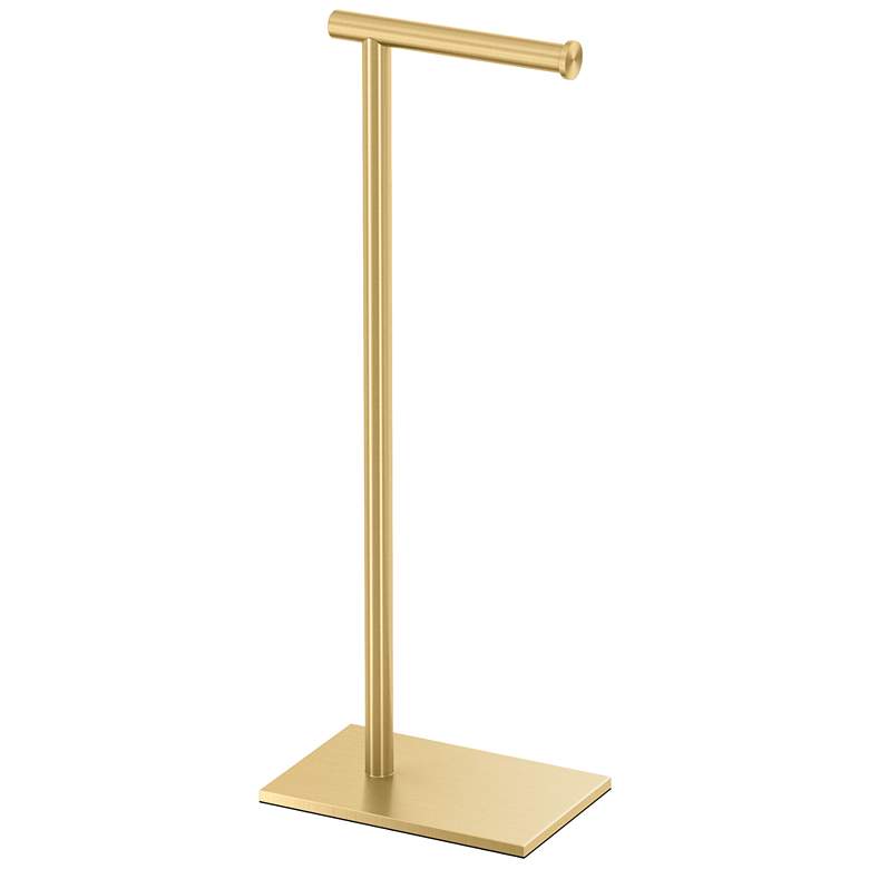 Image 1 Gatco Square Freestanding Toilet Paper Holder, Brushed Brass
