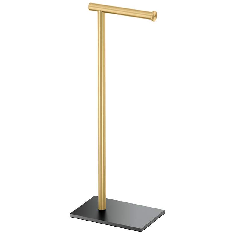Image 1 Gatco Square Freestanding Toilet Paper Holder, Matte Black/Brass