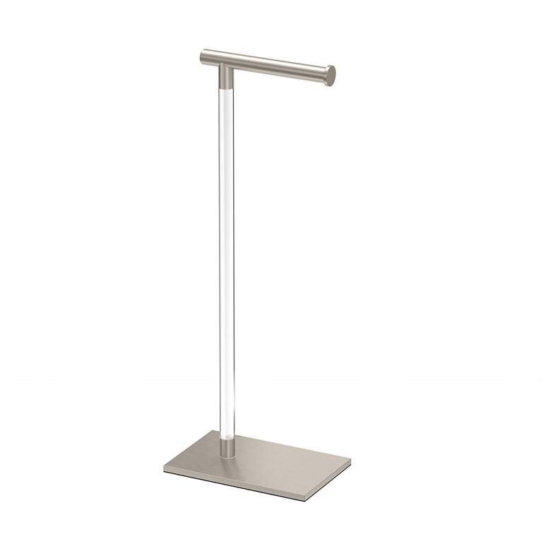Image 1 Gatco Square Freestanding Toliet Paper Holder, Acrylic/Satin Nickel