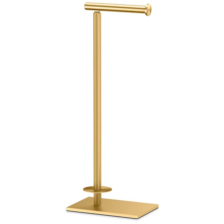 Image 1 Gatco Square Freestanding Toliet Paper Holder w/ Storage, Brushed Brass
