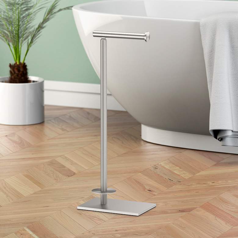 Image 3 Gatco Square Freestanding Toliet Paper Holder w/ Storage, Satin Nickel more views