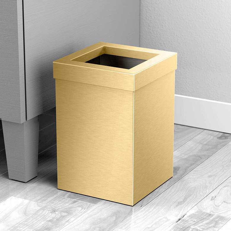 Image 1 Gatco Square Wastebasket 11.875", Brushed Brass