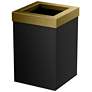 2_Gatco Square Wastebasket 11.875", Matte Black/Brushed Brass