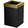 Gatco Square Wastebasket 11.875", Matte Black/Brushed Brass