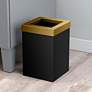 1_Gatco Square Wastebasket 11.875", Matte Black/Brushed Brass