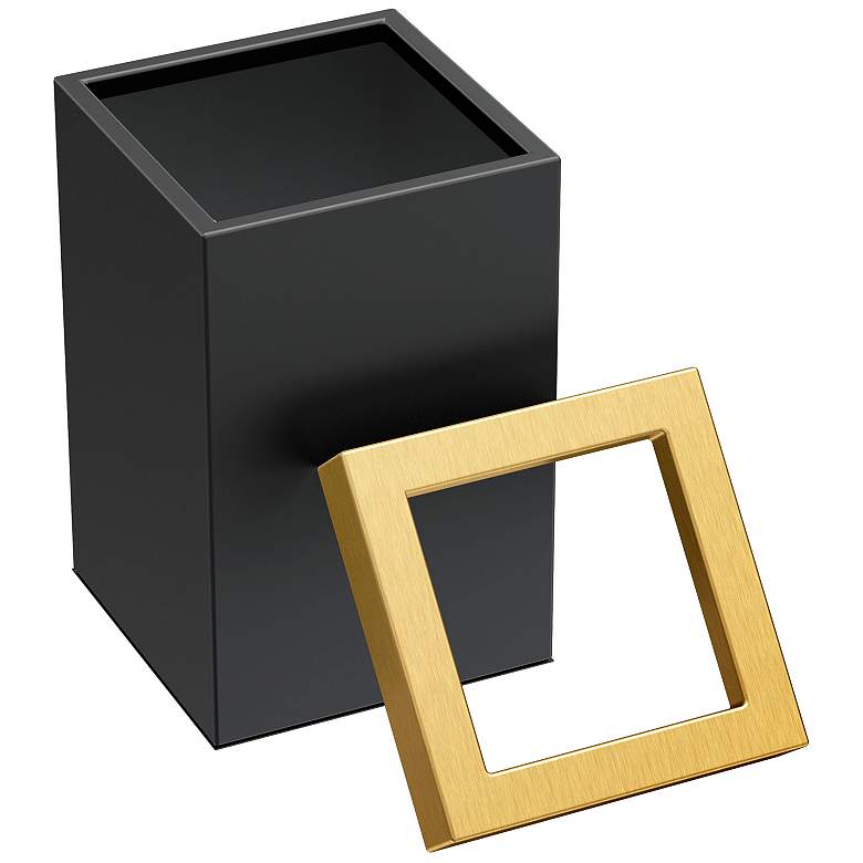 Image 3 Gatco Square Wastebasket 11.875", Matte Black/Brushed Brass more views