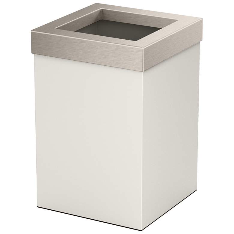 Image 2 Gatco Square Wastebasket 11.875", Matte Pearl/Satin Lid
