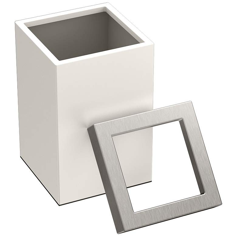 Image 3 Gatco Square Wastebasket 11.875", Matte Pearl/Satin Lid more views