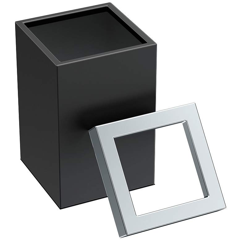 Image 3 Gatco Square Wastebasket 11.875", Matte Black/Chrome Lid more views
