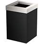 2_Gatco Square Wastebasket 11.875", Matte Black/Satin Nickel Lid