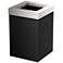 Gatco Square Wastebasket 11.875", Matte Black/Satin Nickel Lid