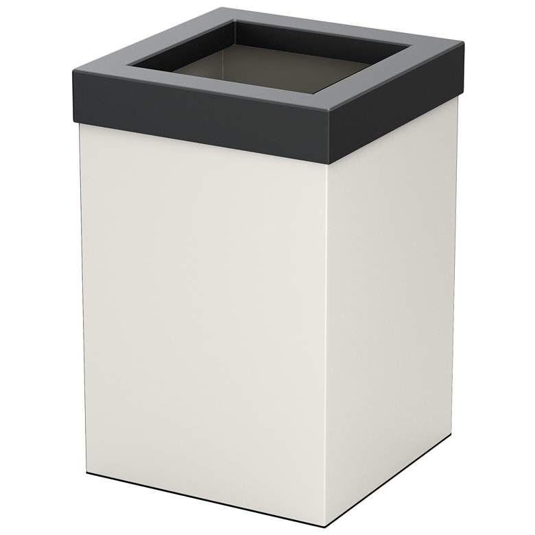 Image 2 Gatco Square Wastebasket 11.875", Matte Pearl/Black Lid