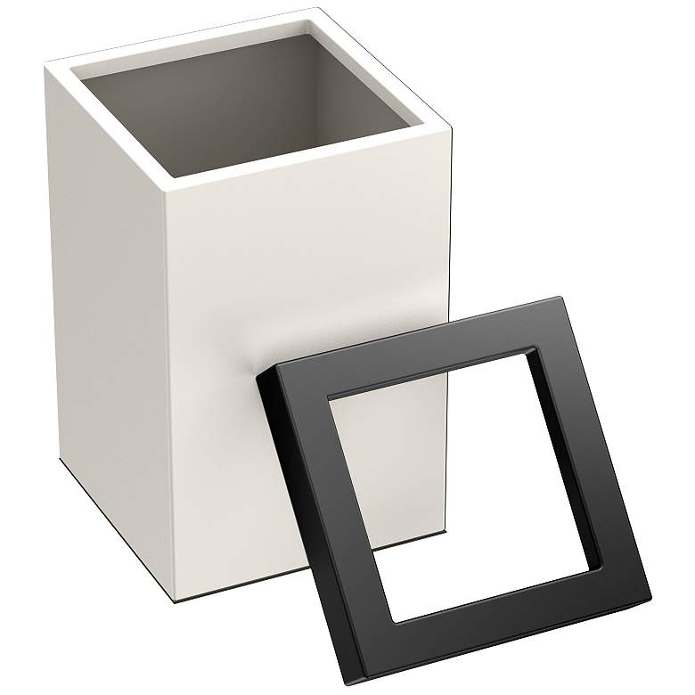 Image 3 Gatco Square Wastebasket 11.875", Matte Pearl/Black Lid more views
