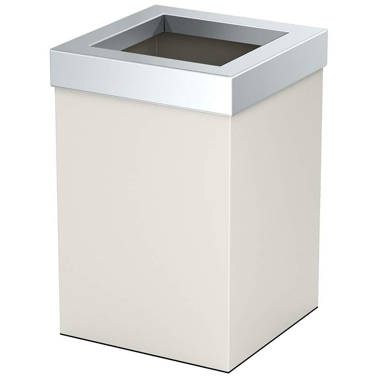 Image 2 Gatco Square Wastebasket 11.875", Matte Pearl/Chrome Lid
