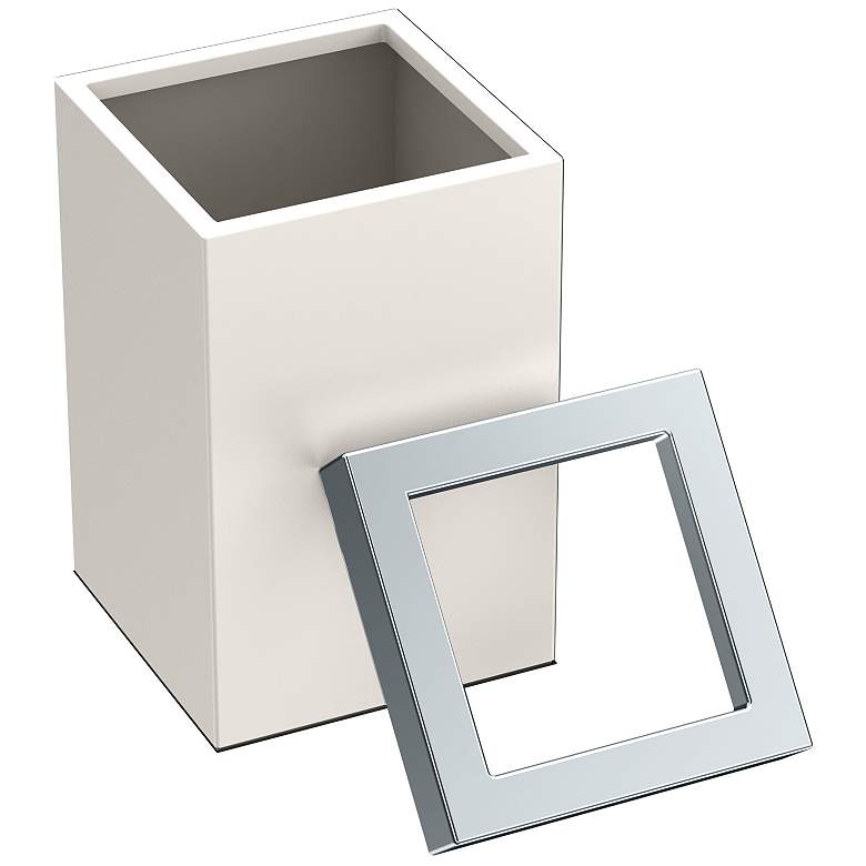 Image 3 Gatco Square Wastebasket 11.875", Matte Pearl/Chrome Lid more views