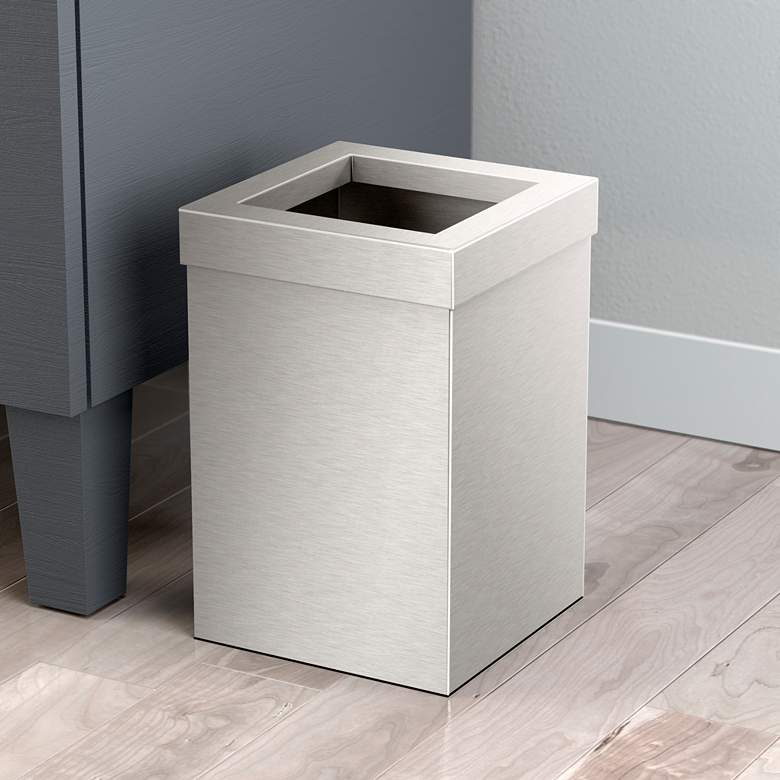 Image 1 Gatco Square Wastebasket 11.875", Satin Nickel