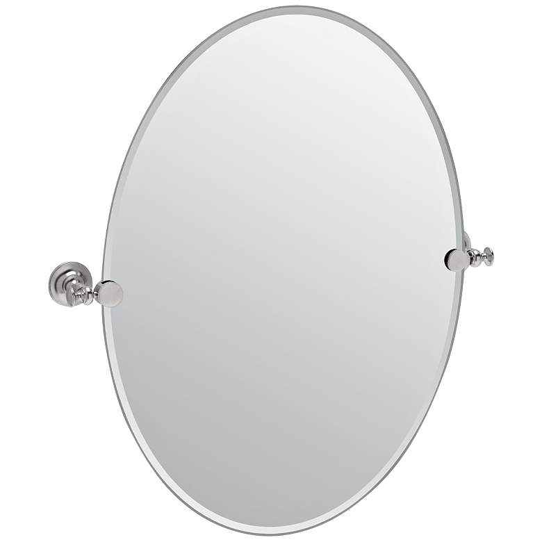 Image 1 Gatco Tavern Satin Nickel 24" x 26 1/2" Oval Wall Mirror