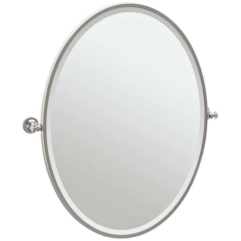 Image 1 Gatco Tavern Satin Nickel 28 1/2 inch x 33 inch Oval Wall Mirror