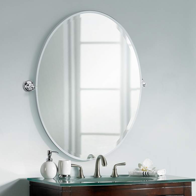 Image 1 Gatco Tiara Chrome 28 3/4 inch x 33 inch Oval Wall Mirror