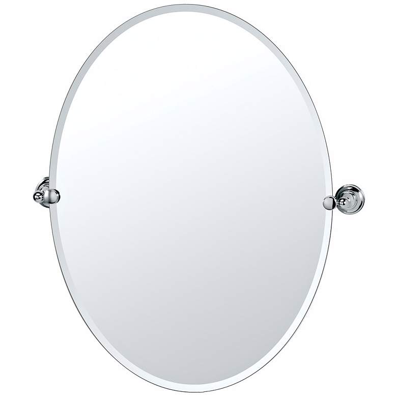 Image 2 Gatco Tiara Chrome 32" High Frameless Oval Wall Mirror