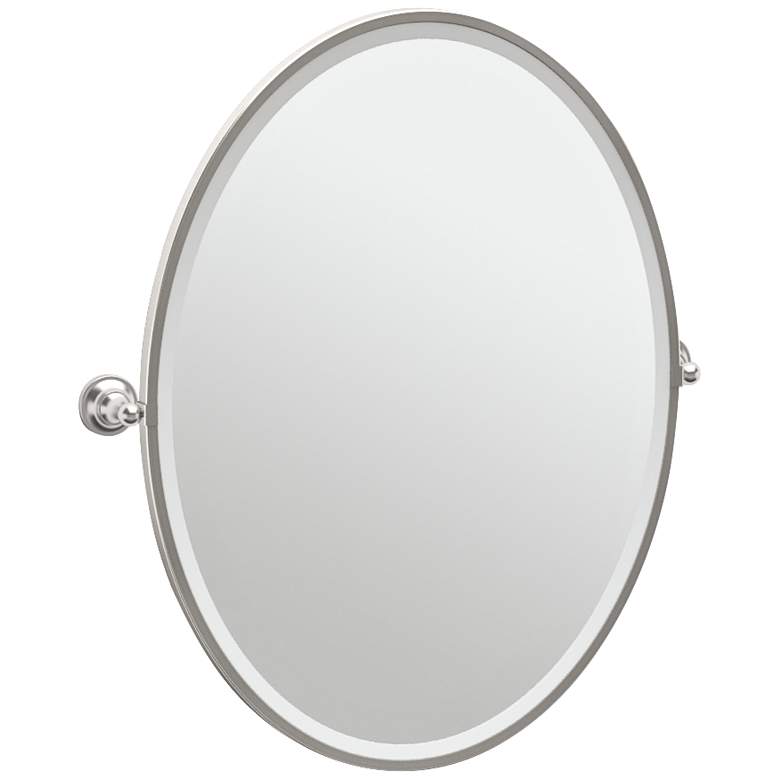 Image 1 Gatco Tiara Satin Nickel 28 3/4 inch x 33 inch Oval Wall Mirror