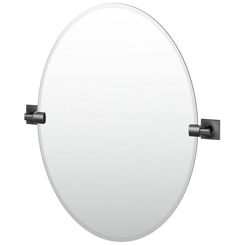 Image 1 Gatco Waterline 26.5"H Frameless Oval Mirror, Matte Black