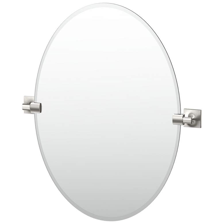 Image 1 Gatco Waterline 26.5"H Frameless Oval Mirror, Satin Nickel
