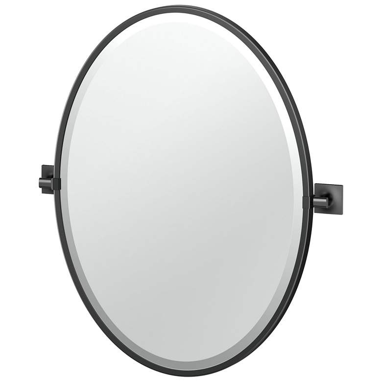 Image 1 Gatco Waterline 27.5"H Framed Oval Mirror, Matte Black