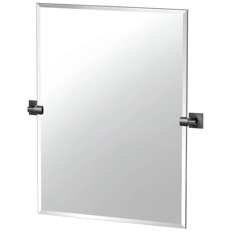 Image 1 Gatco Waterline 31.5"H Frameless Rectangle Mirror, Matte Black