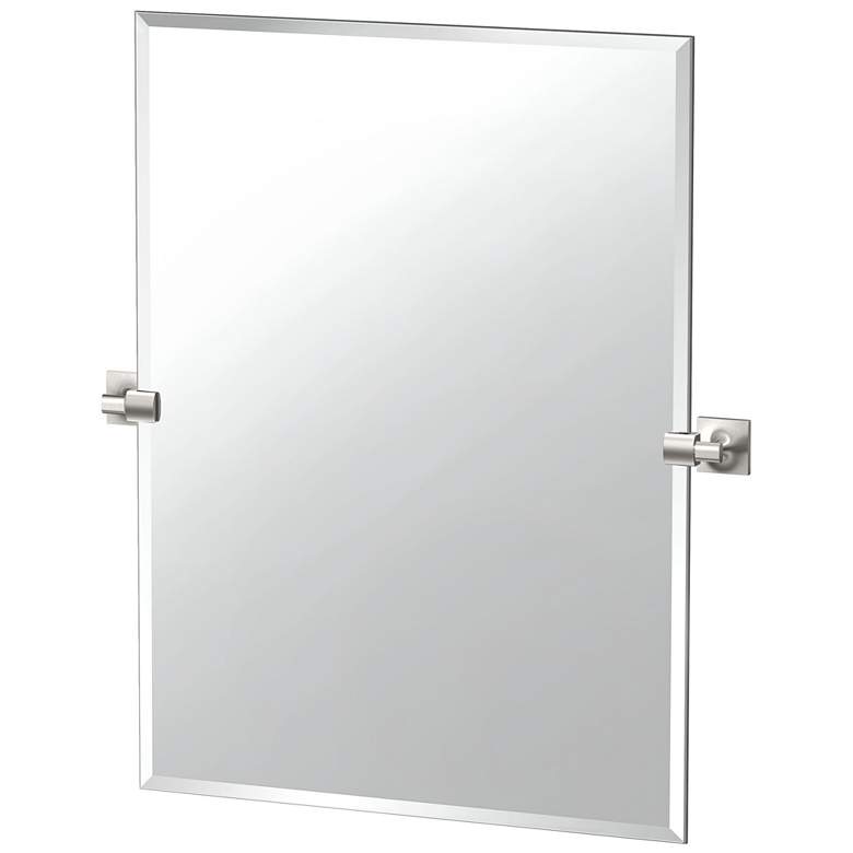 Image 1 Gatco Waterline 31.5"H Frameless Rectangular Mirror, Satin Nickel