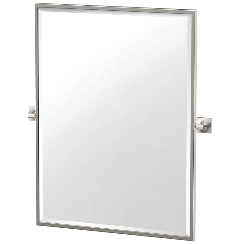 Image 1 Gatco Waterline 32.5"H Framed Rectangle Mirror, Satin Nickel