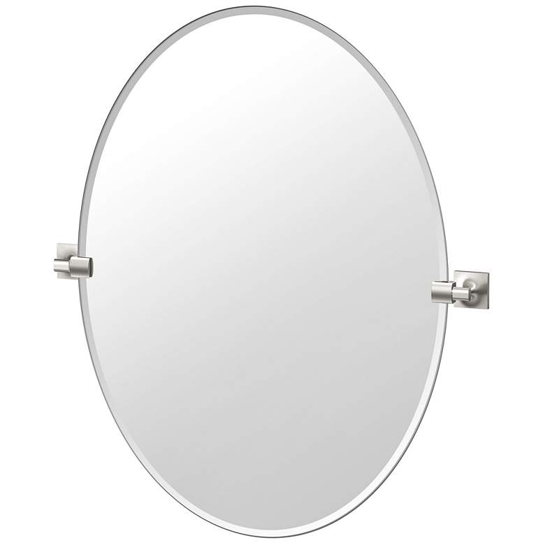 Image 1 Gatco Waterline 32"H Frameless Oval Mirror, Satin Nickel