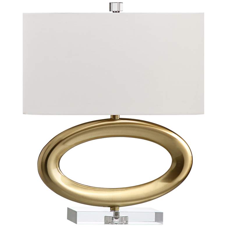 Image 1 Gateway Horizontal Satin Brass Open Oval Accent Table Lamp