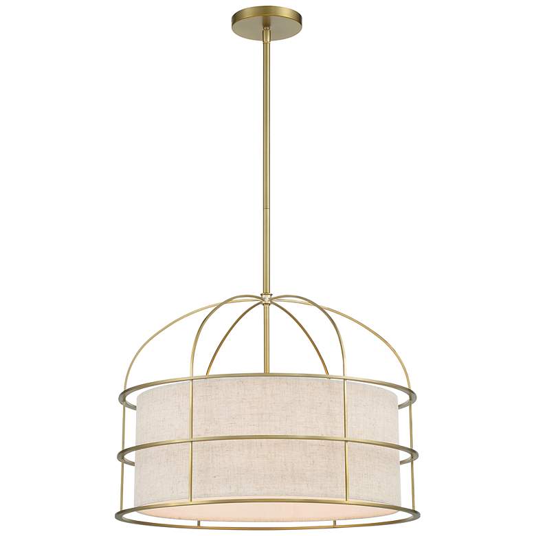 Image 3 Gateway Park 20" Wide Soft Brass 5-Light Drum Pendant