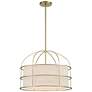 3_Gateway Park 20" Wide Soft Brass 5-Light Drum Pendant