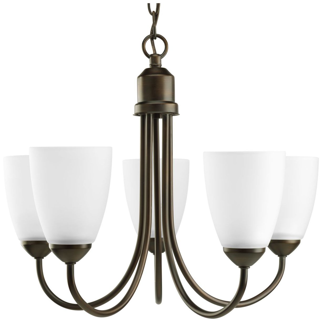Gather Collection Five-Light Etched Glass Chandelier Light