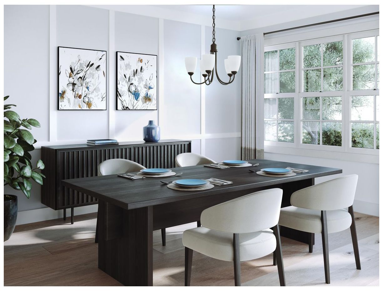Image 2 Gather Collection Five-Light Etched Glass Chandelier Light more views