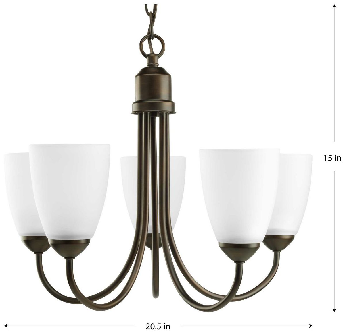 Image 3 Gather Collection Five-Light Etched Glass Chandelier Light more views