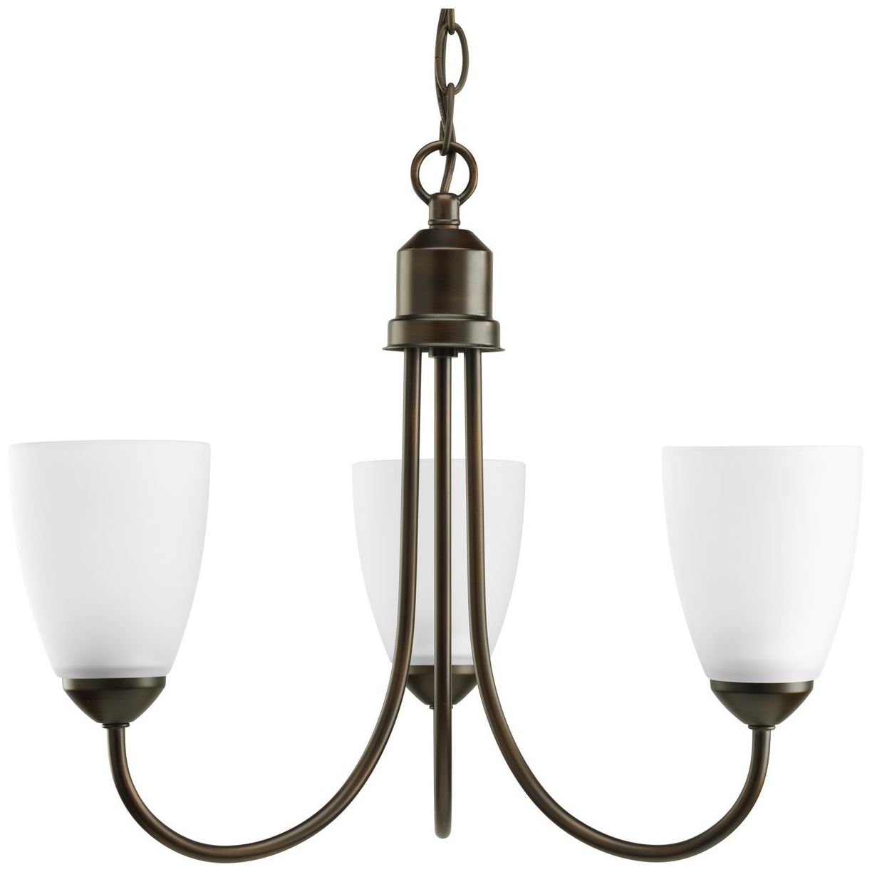 Gather Collection Three-Light Etched Glass Chandelier Light