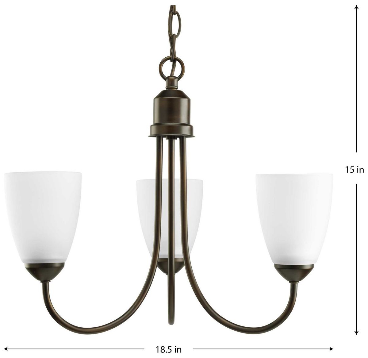 Image 2 Gather Collection Three-Light Etched Glass Chandelier Light more views