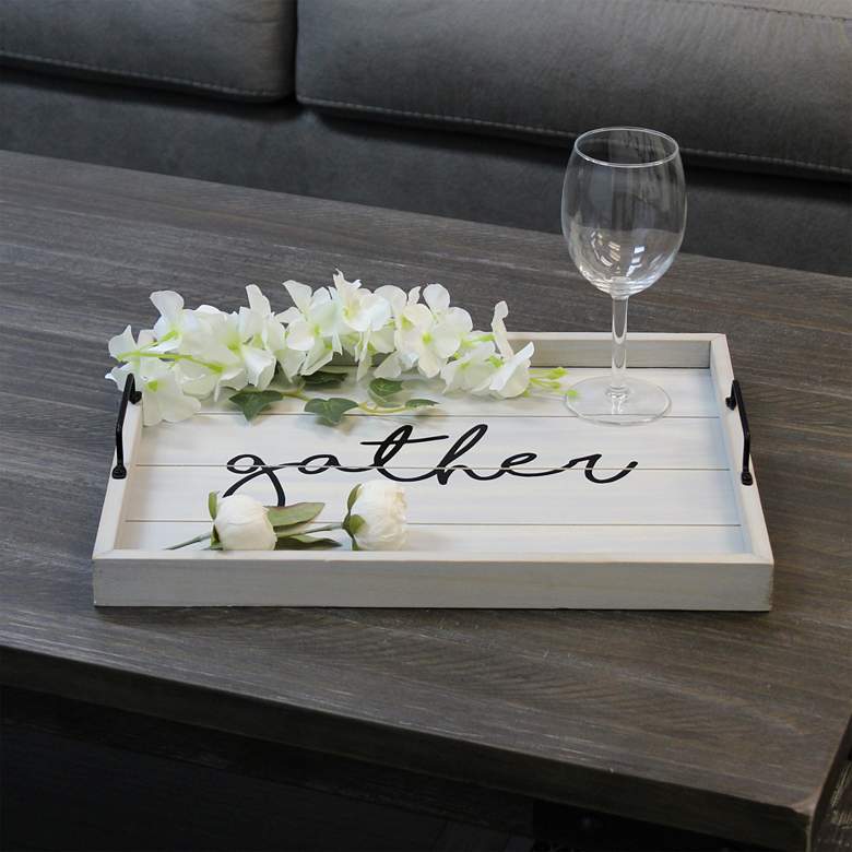 Image 1 Gather" Decorative Wood Serving Tray