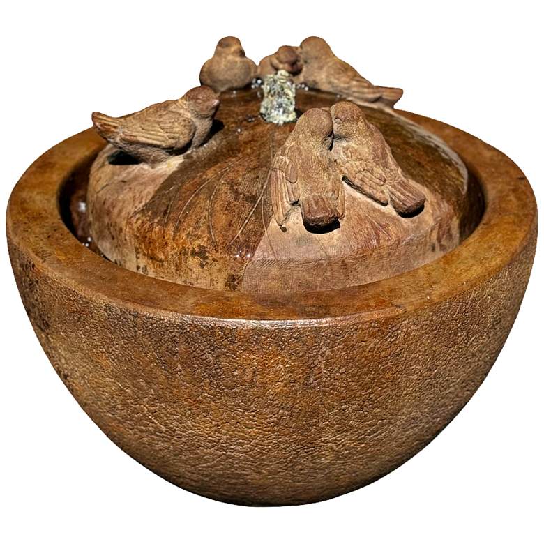 Image 1 Gathering Birds 17"H Relic Lava LED Bubbler Outdoor Fountain